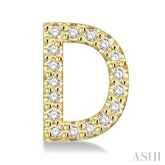 1/10 Ctw Initial 'D' Single Cut Diamond Earrings in 10K Yellow Gold